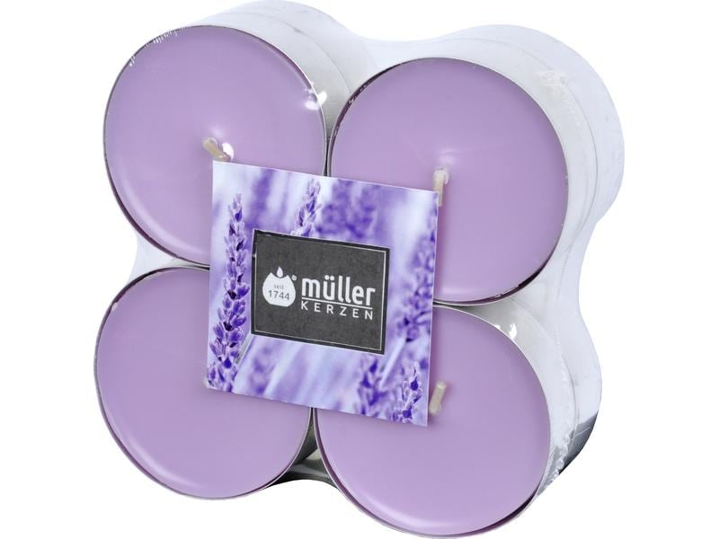 müller Kerzen | Müller Teelichter Maxi in Aluhülse | lavendel 2.2x5.7 cm