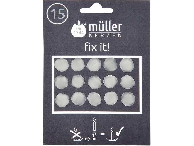 müller Kerzen | Müller Klebewachsplättchen, 15er | weiss