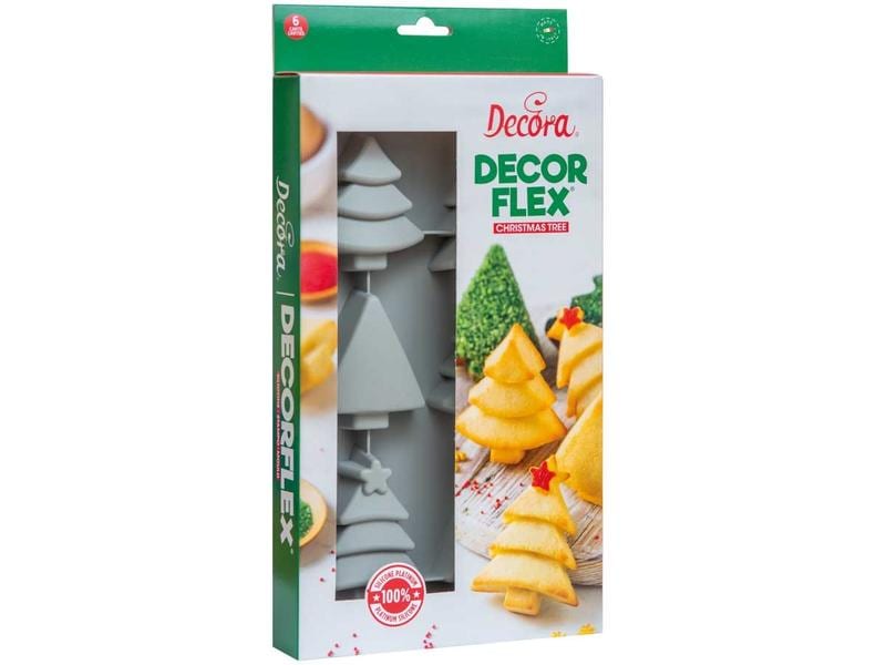 Decora | Silikonform Tannenbaum | 30 x 17 x H 3 cm 6 Mulden von cm ø 7