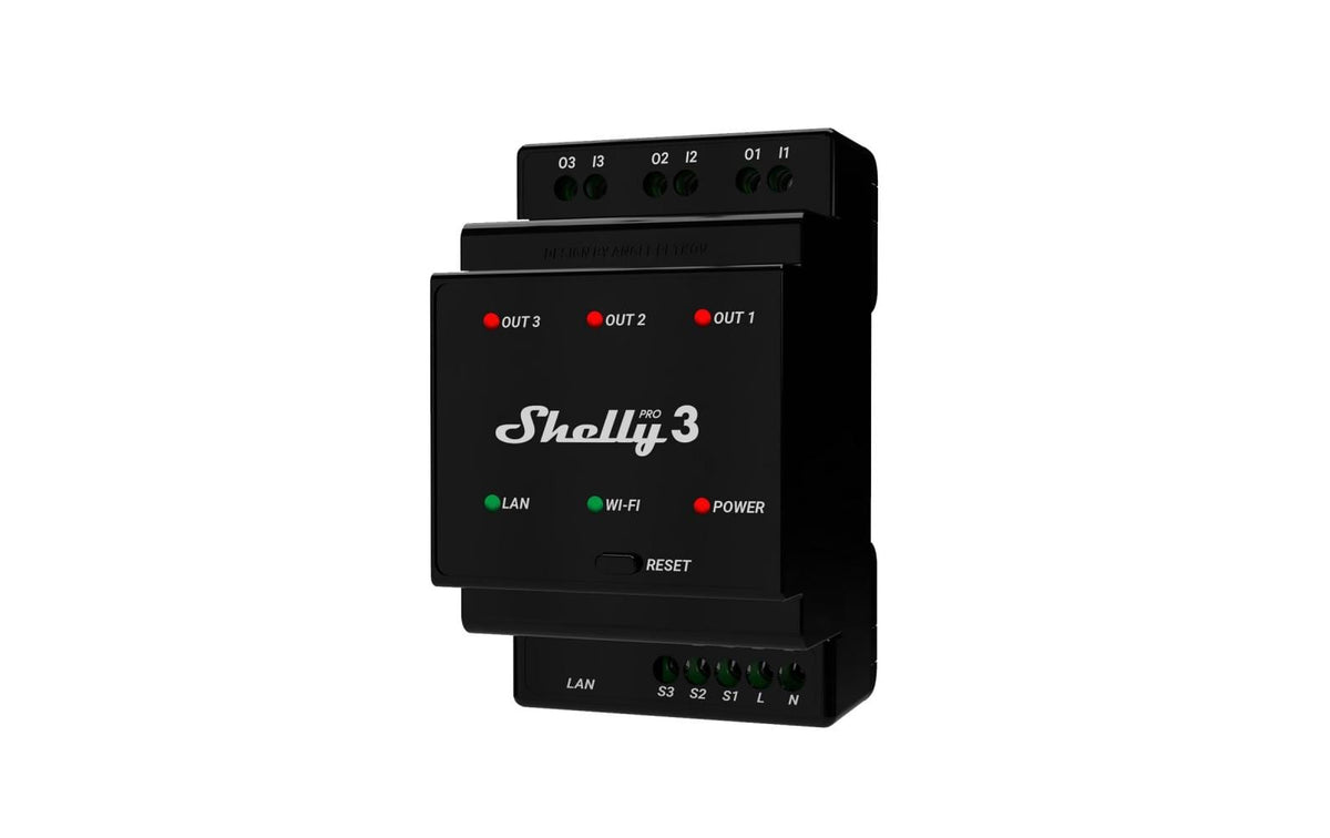 Shelly Pro 3 LAN und WiFi-DIN-Rail Switch