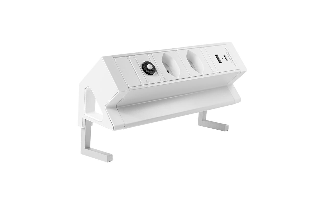 STEFFEN, Tischsteckdosenleiste ALU DESK 2x