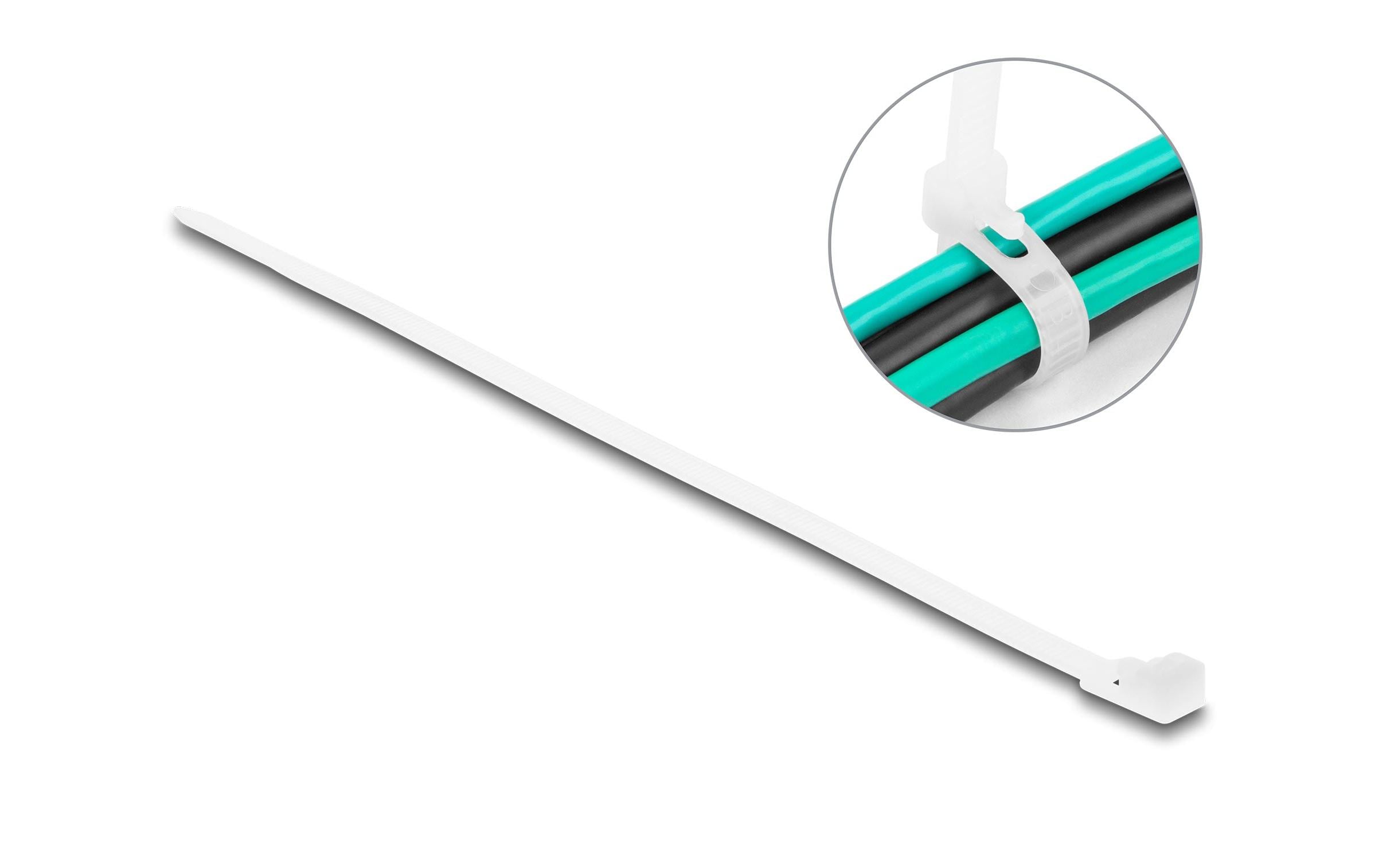 Delock Kabelbinder L:200 x B:4.8mm weiss