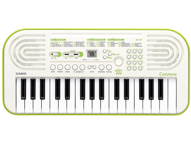 Casio | SA-50 | Mini Keyboard, 32 Keys, weiss / green