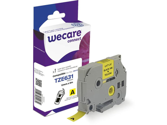 Wecare | TZE-631 | schwarz auf gelb, 12mm