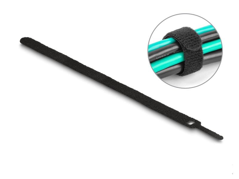 Delock | Klettkabelbinder Schwarz 250 mm x 1 | schwarz, 10 Stück