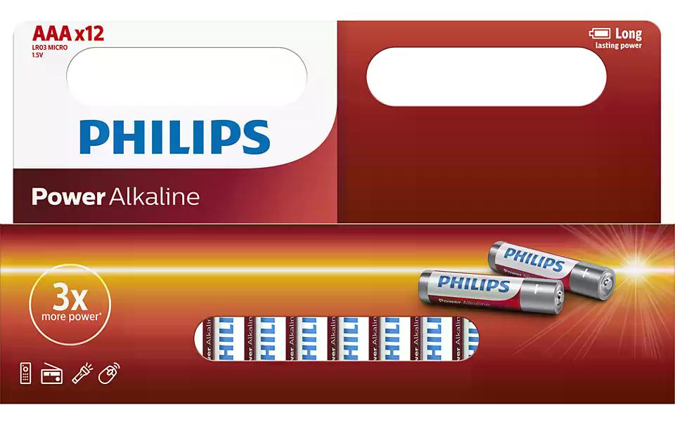 Philips, Batterie Power Alkaline AAA , 12 S