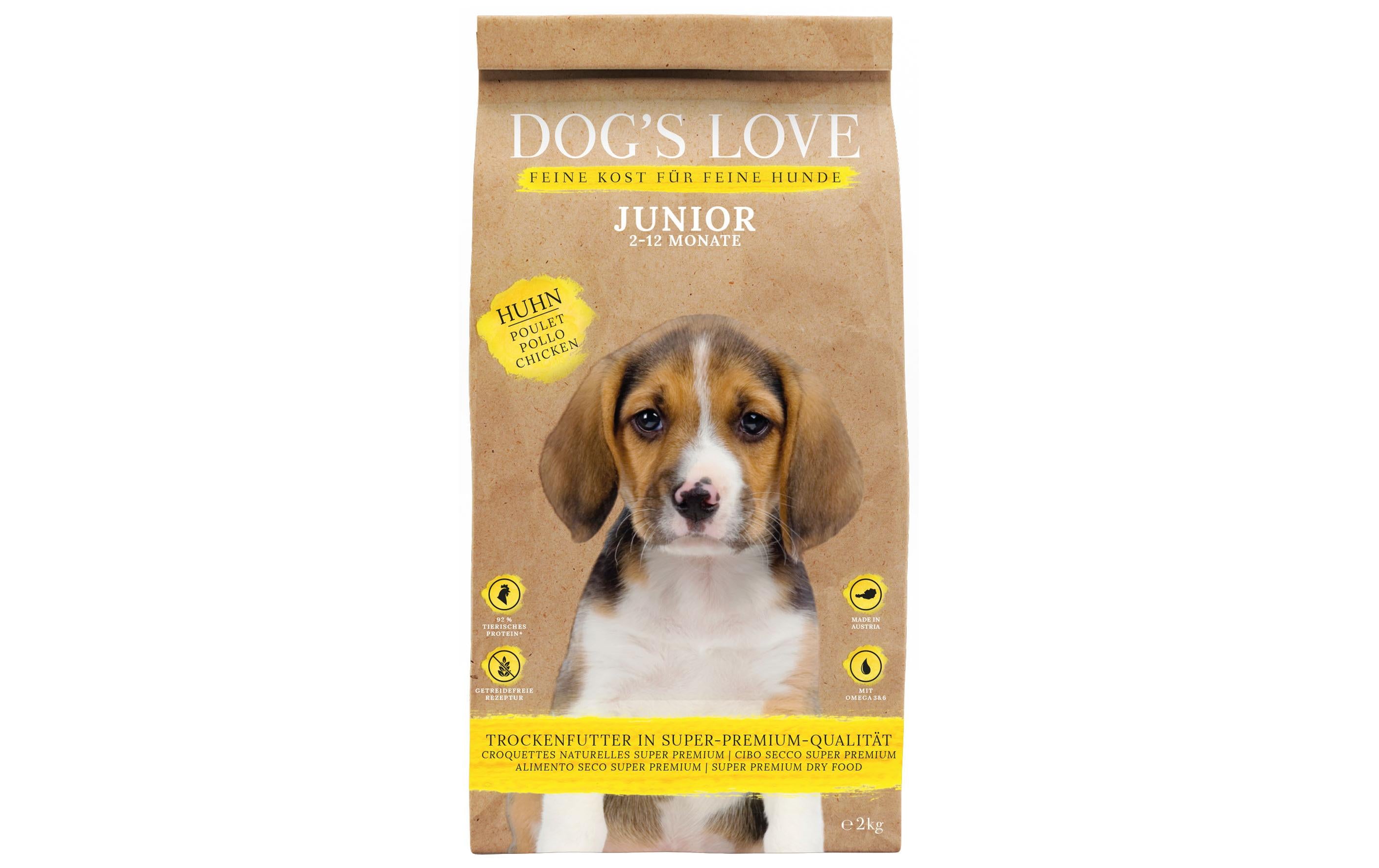 Dog's Love, Trockenfutter Junior, Huhn, 2 k
