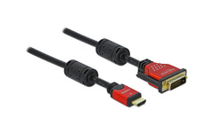 Delock | HDMI-A Buchse zu DVI 24+1 Stecker | 5m, rot