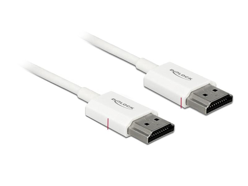 Delock | HDMI-A Stecker zu HDMI-A Stecker | 4K, 4.5m, weiss, High Quality Slim