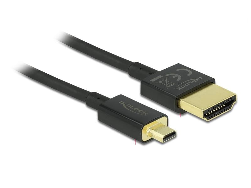 Delock | Kabel 4K 60Hz HDMI - Micro-HDMI (HD | 4K, 0.25m, schwarz, High Quality Slim
