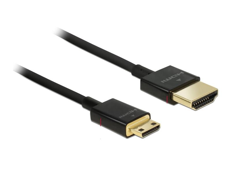 Delock | HDMI-A Stecker - HDM Micro-C Stecker | 4K, 0.5m, schwarz, High Quality Slim