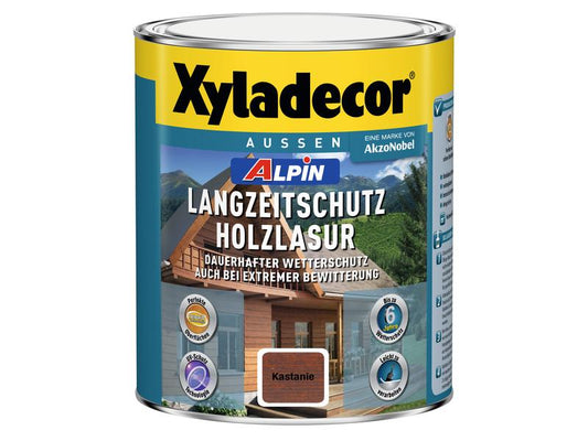 Xyladecor | Alpin Langzeitschutz Holzlasur | 1 L Kastanie