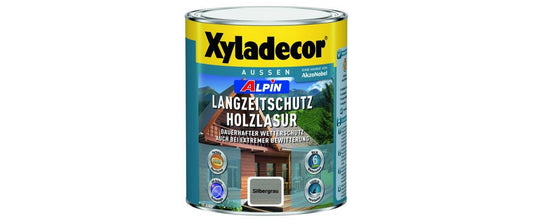 Xyladecor | Alpin Langzeitschutz Holzlasur | 1 L Silbergrau