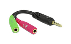 Delock | Headset Adapter 1x3.5mm 4 Pin | Klinkenstecker zu 2x3.5mm 3Pin Buchse