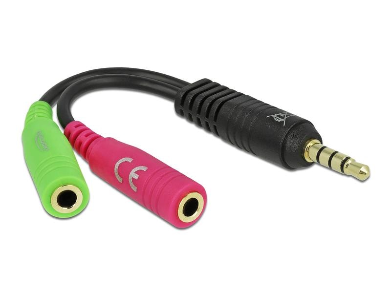 Delock | Headset Adapter 1x3.5mm 4 Pin | Klinkenstecker zu 2x3.5mm 3Pin Buchse