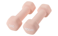 KOOR | Kurzhantel-Set 1 kg, Caramel | 1 kg, Neopren, camel