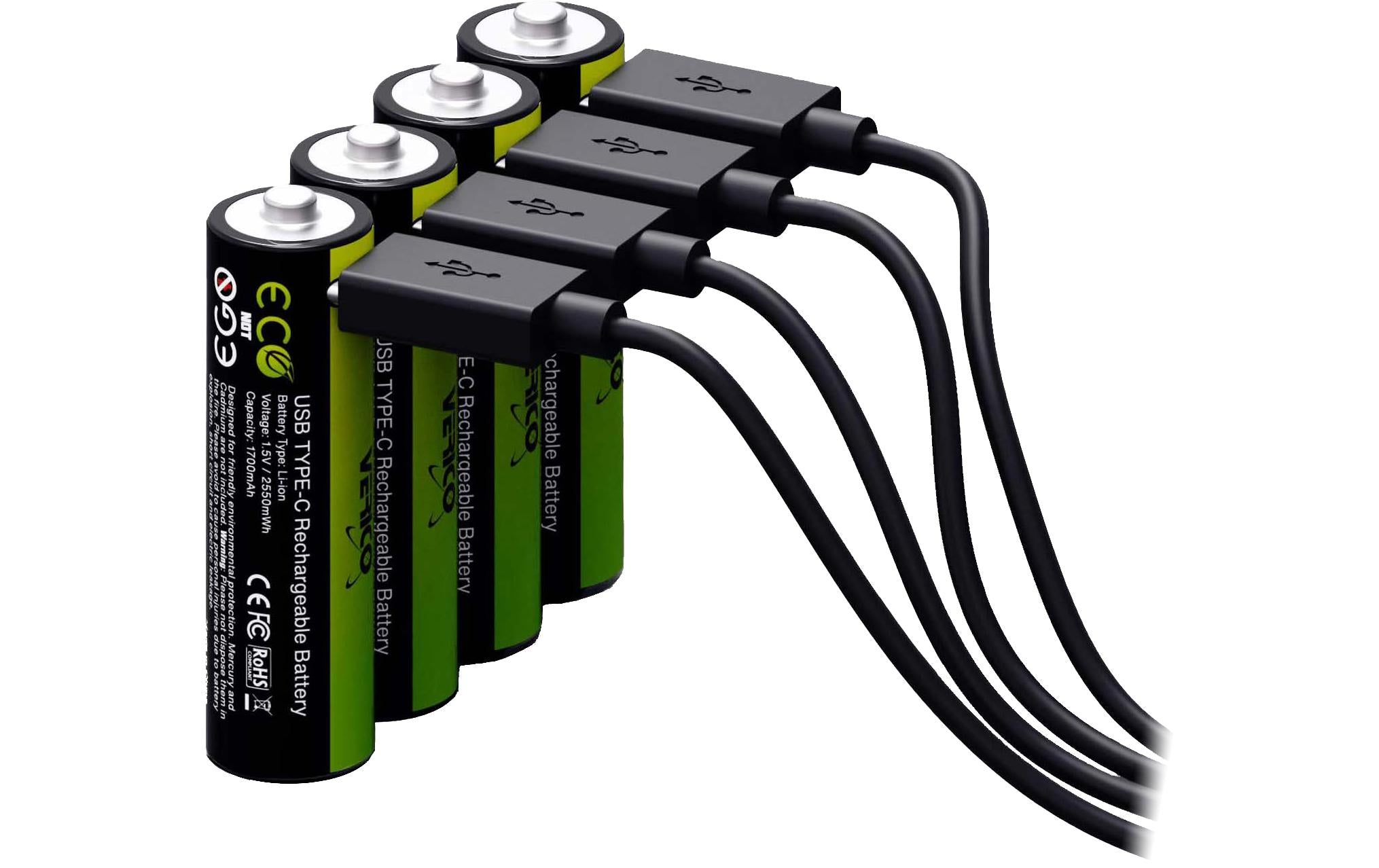 Verico, Akku Li-Ion AA mit USB-C 1700 mAh,
