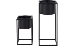 House Nordic | Blumentopf Marla, 2 Stk. | Schwarz, H: 31, 51cm