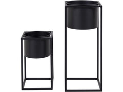 House Nordic | Blumentopf Marla, 2 Stk. | Schwarz, H: 31, 51cm
