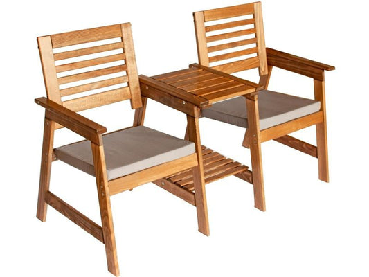 Innovesta | Balkonset Duoset | Braun, 2 Sitzplätze mit Ablagefläche