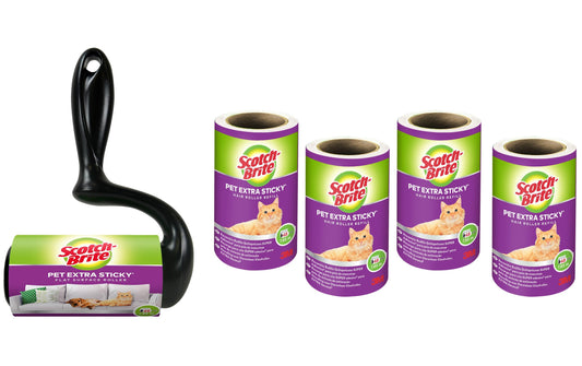 Scotch-Brite | 3M Scotch-Brite Kleiderroller Large Surface | für Tierhaare, 1 Roller, 4 Ersatzrollen