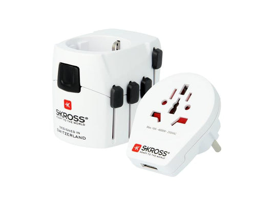 SKROSS | World & USB | 3-polige Weltreiseadapter, USB-Anschluss