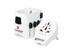 SKROSS | World & USB | 3-polige Weltreiseadapter, USB-Anschluss