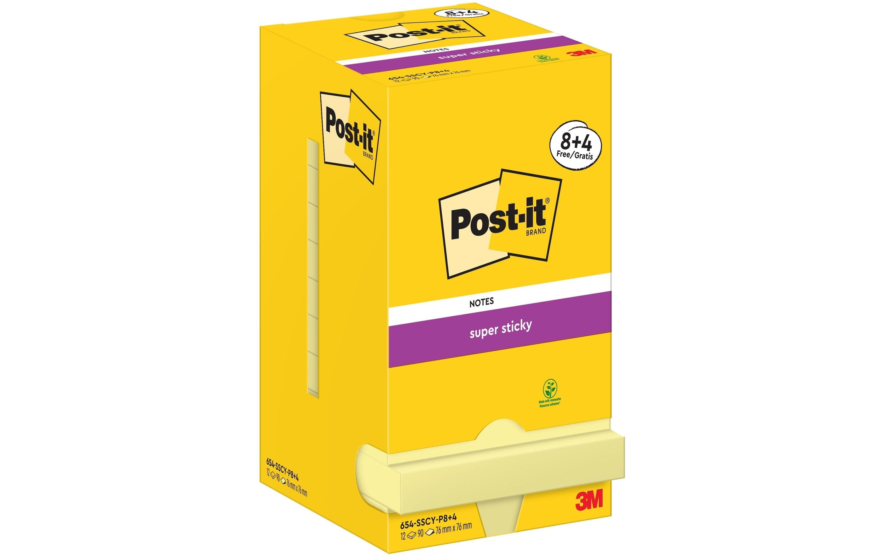 3M Post-it Super Sticky Notes, gelb, 4 grat