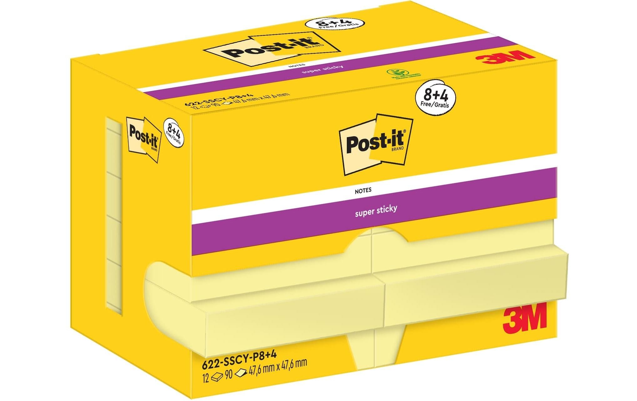 3M Post-it Super Sticky gelb, 4 gratis