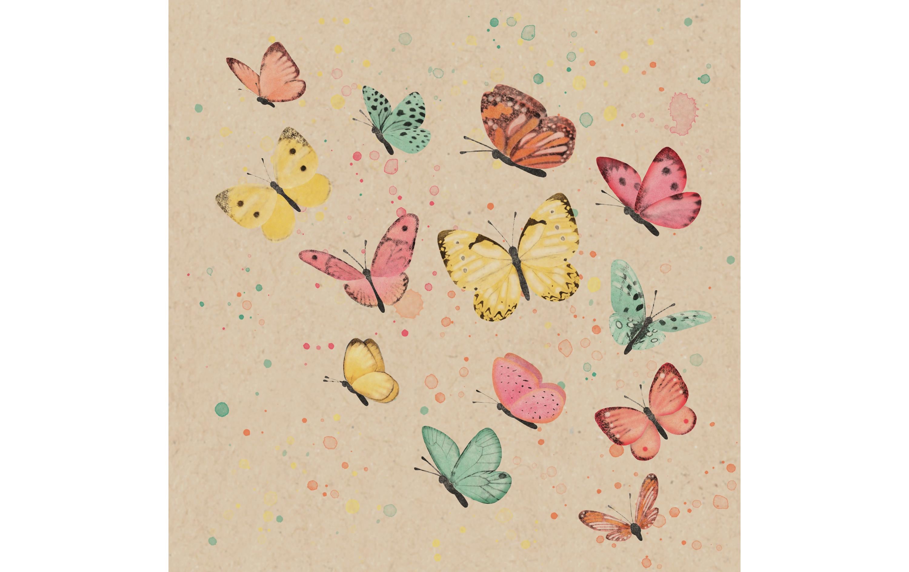 B+C Servietten Natural Butterflies