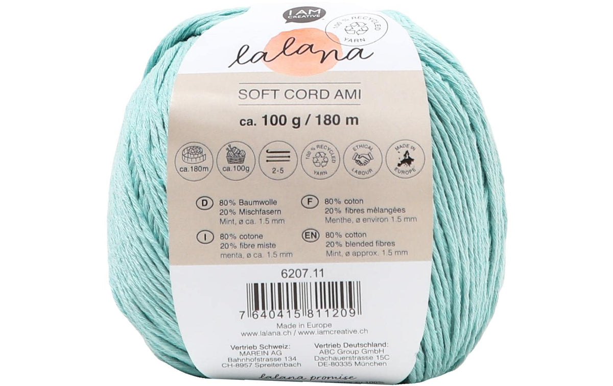 lalana Wolle Soft Cord Ami mint