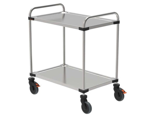 Diverse | Varithek Servo+ Edelstahl-Tischwagen | 870 x 570 x 950 mm, 2 Etagen, Tragk. 120 kg