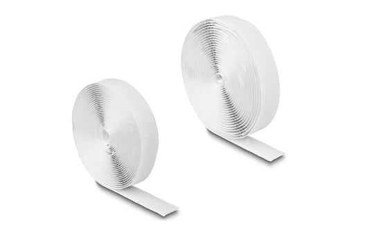 Delock | Klettband 10 m x 20 mm mit Haft- un | mit Haft und Flauschband, weiss