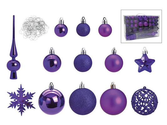 G. Wurm | Weihnachtskugeln-Set 111er | Ø 3/4/6 cm, violett