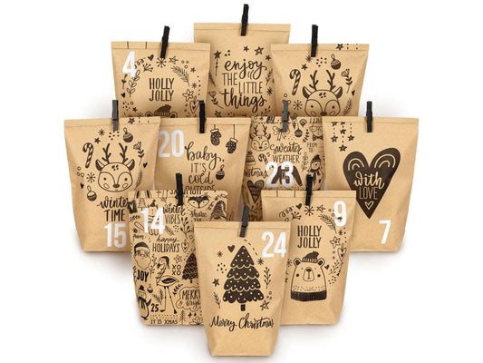 G. Wurm | Adventskalender Tüten bedruckt mit | Klammern, Papier, 24x21x2 cm (BxHxT)