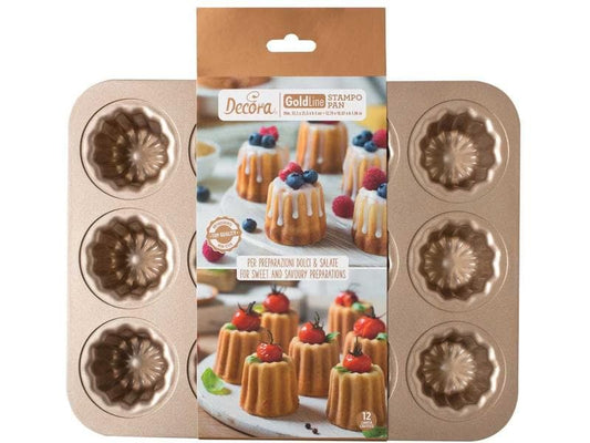 Decora | Backform Canneles mit Antihaftbeschi | 34,7 x 24,5 x 5,5 h cm 12 Mulden