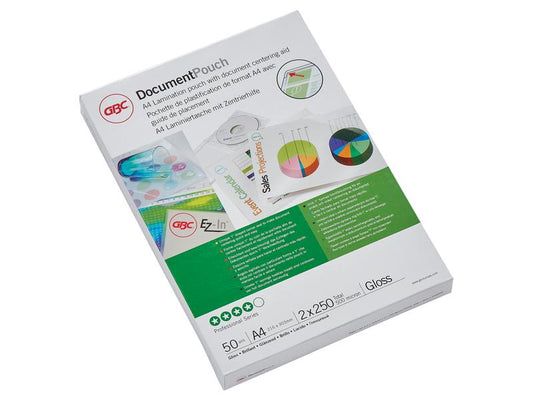 GBC | Document Laminiertasche für Dokumente | glänzend, Format A4, 2 x 250 Mikron