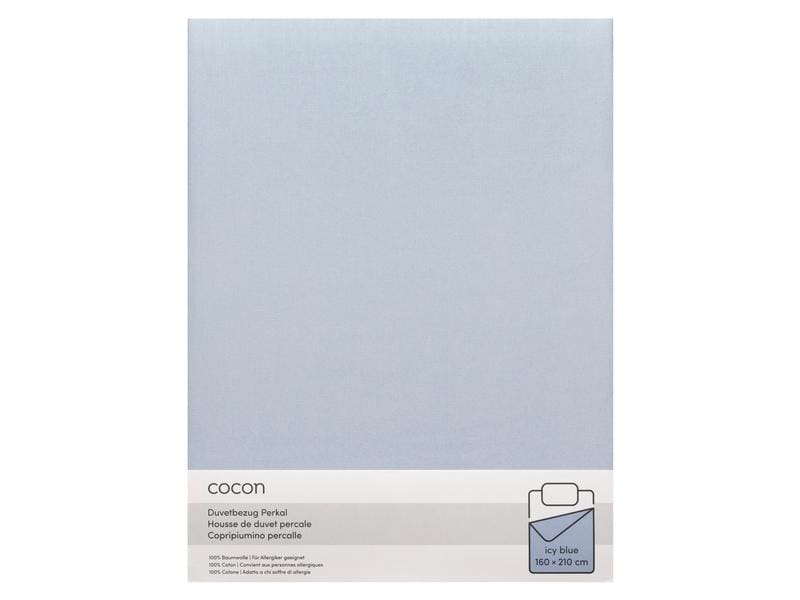 COCON | Duvetbezug Perkal 160 x 210 cm, Eisb | 160x210 cm, hellblau