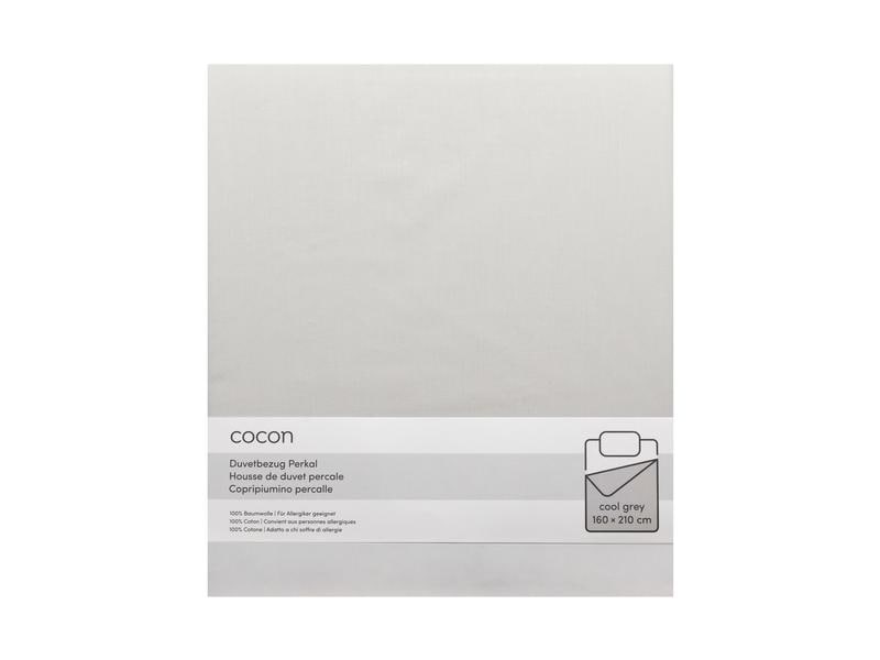 COCON | Duvetbezug Perkal 160 x 210 cm, Hell | 160x210 cm, hellgrau