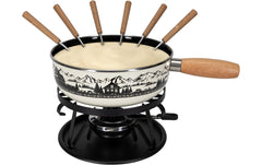 Nouvel | Käsefondue - Set, Emaille Maiensäss | 9-teilig, Stahl emailliert, Ø 22cm