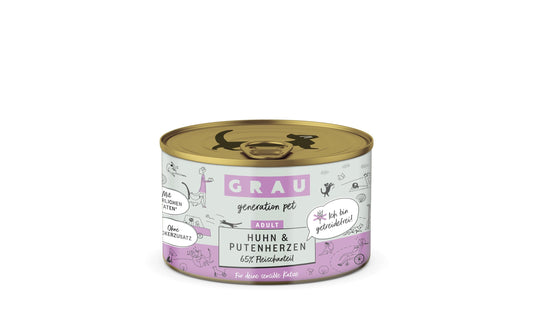 Grau Cat Huhn + Putenherzen 200g