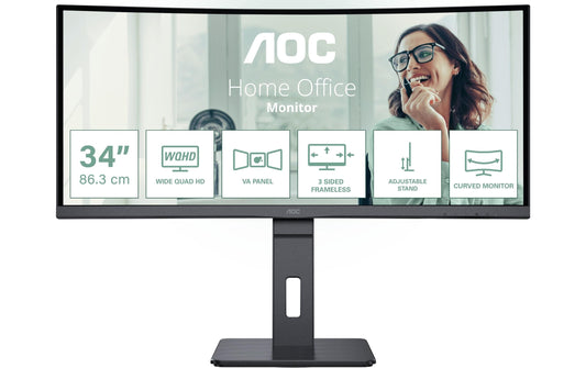 AOC | 34 VA Curved, 3440 x 1440 | HDMI, DP, USB-C, USB 3.1