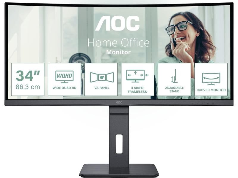 AOC | 34 VA Curved, 3440 x 1440 | HDMI, DP, USB-C, USB 3.1
