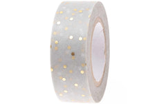 Rico Washi Tape Punkte, grau-gold