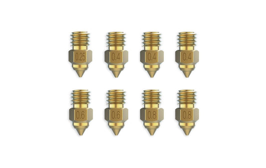 Creality | Düse Messing High-End 8 Stk. | 3Stk ø0.4 2Stk ø0.6/0.8mm 1Stk. ø0.25mm