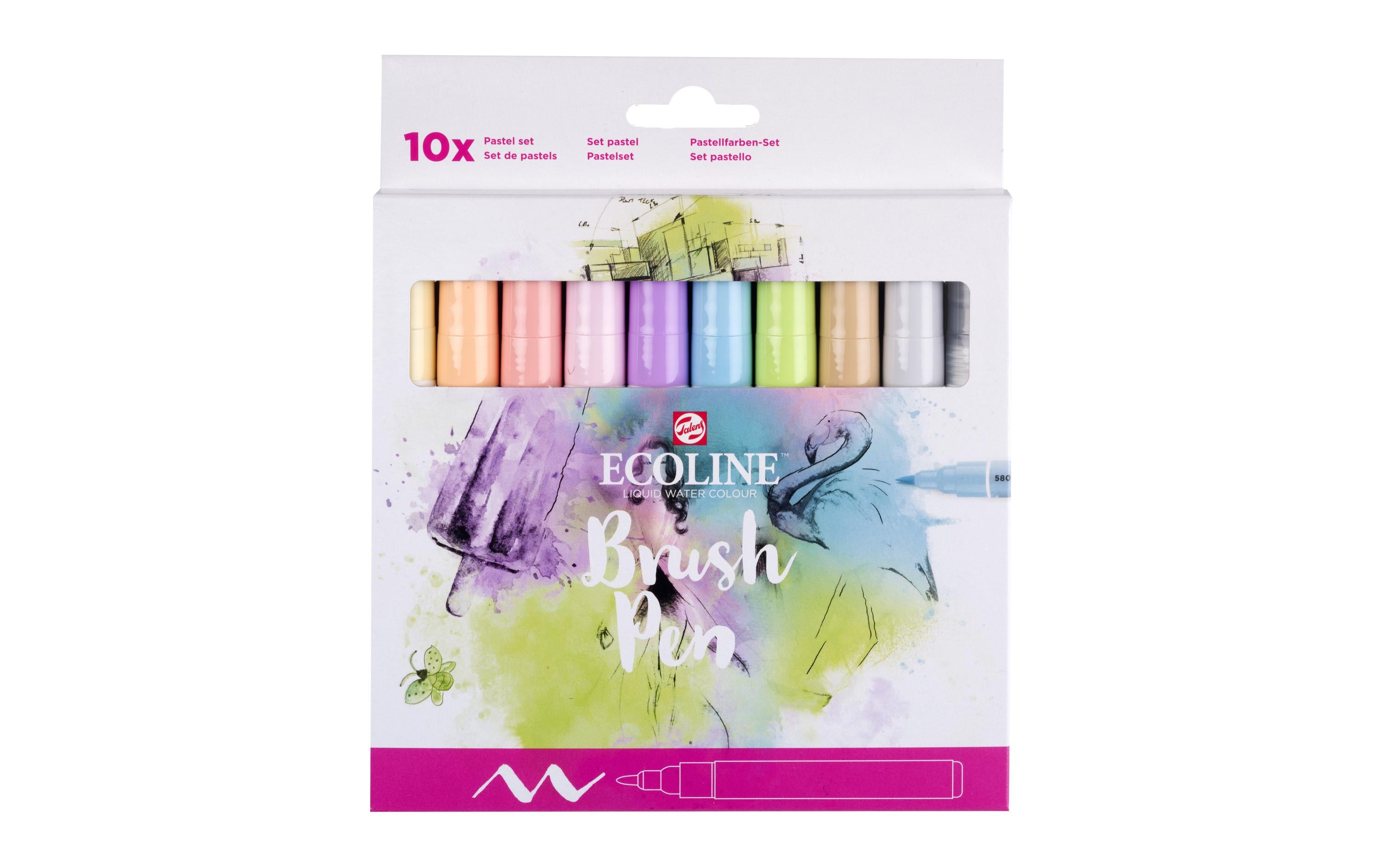Talens, Brushpen Ecoline Pastell 10er Set