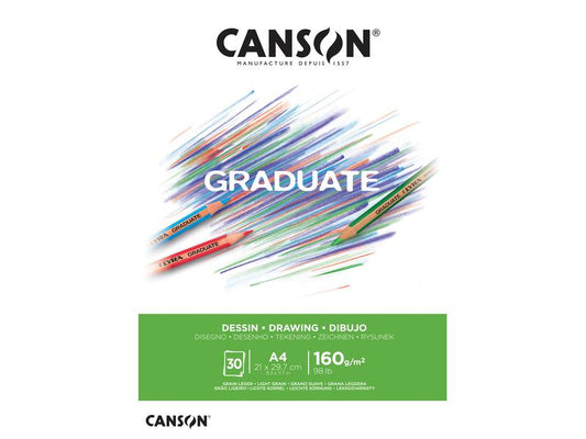 Canson | Block Graduate Zeichnen weiss A4 | 160g/m2, 30Bl, leicht gekörnt, FSC
