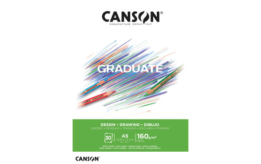 Canson | Block Graduate Zeichnen weiss A5 | 160g/m2, 30Bl, leicht gekörnt, FSC