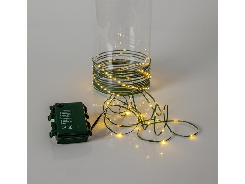 Star Trading | Lichterkette Dew Drop Micro | IP44, Warmweiss, Grün