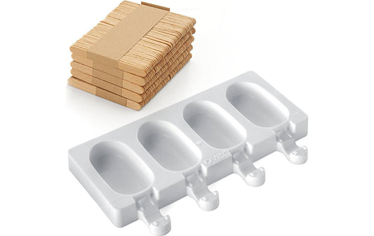 Silikomart | Eisform mini Classic | 4 Mulden samt Holzstäbchen und Rezept